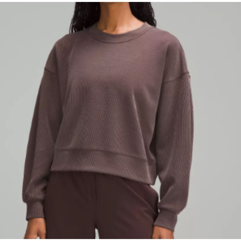 Lululemon Ribbed Softstreme Perfectly Oversized Cropped Crew Espresso Size 6 EUC